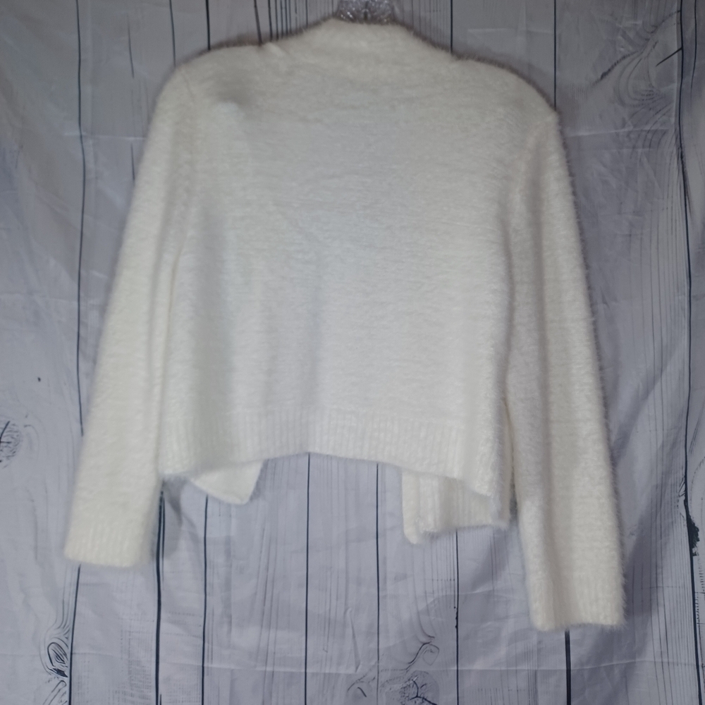 Calvin Klein Women's White Open-Front Cropped Coquette Minimalist Sweater - Picture 6 of 10